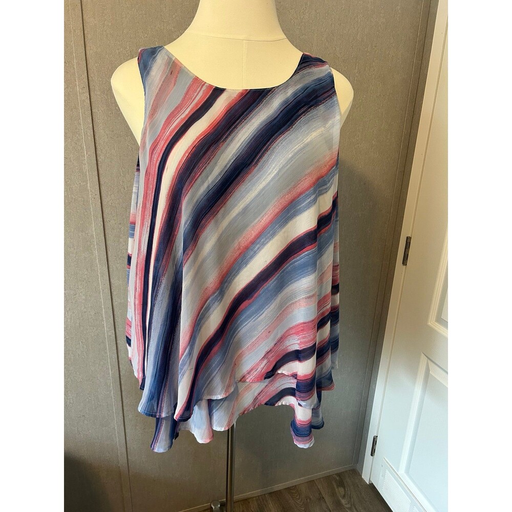 Lane Bryant Multicolor Striped Sleeveless Blouse